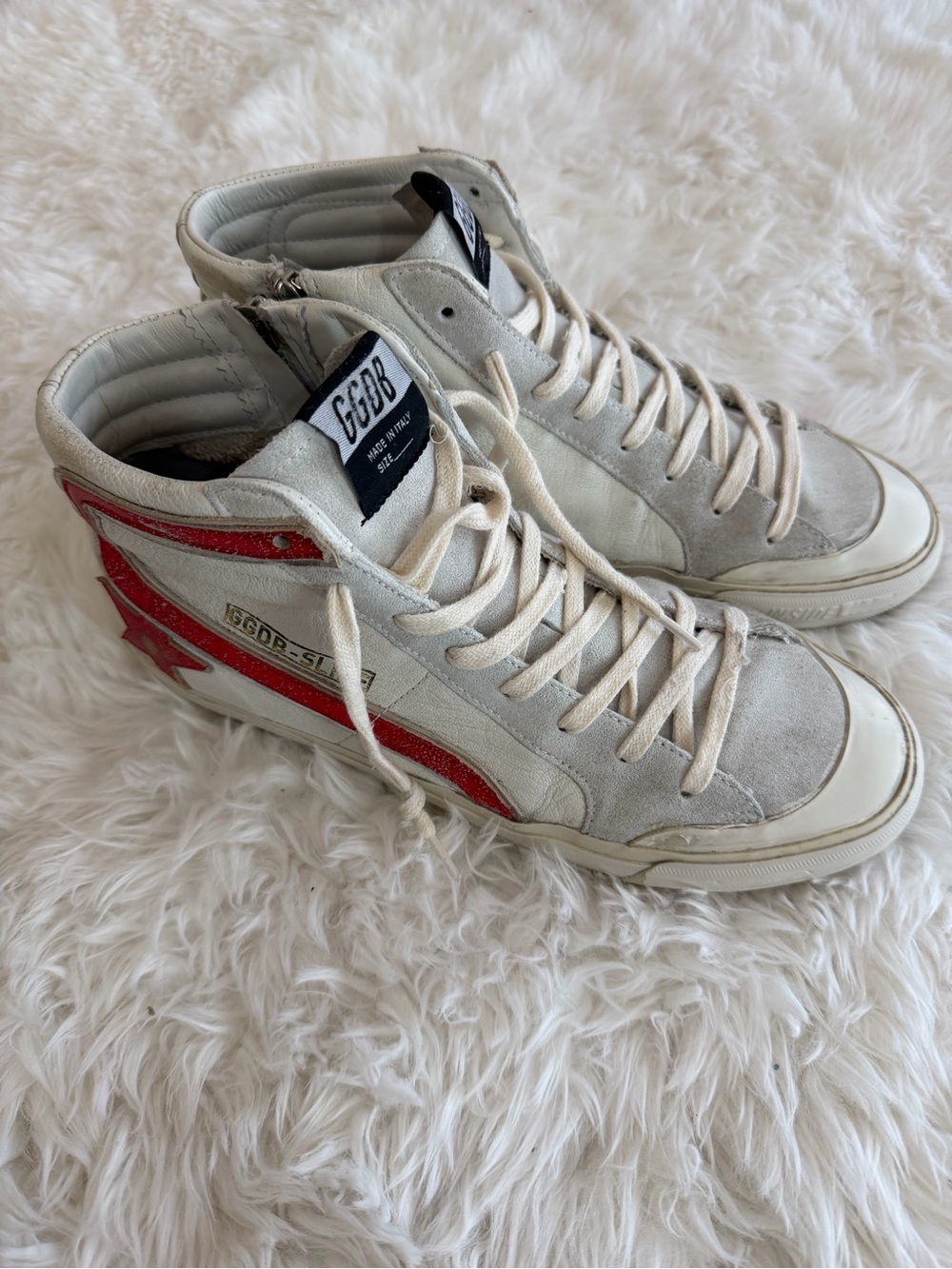 Golden Goose Slide with a red laminated leather star and flash Size 39 US 9